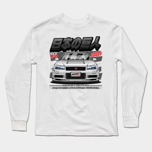 NISSAN SKYLINE GTR-R34(FRONT-WHITE) Long Sleeve T-Shirt